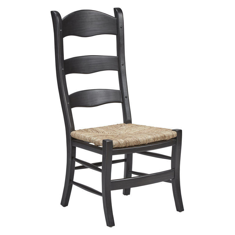 August Grove® Bartolome Solid Wood Ladder Back Side Chair in Black